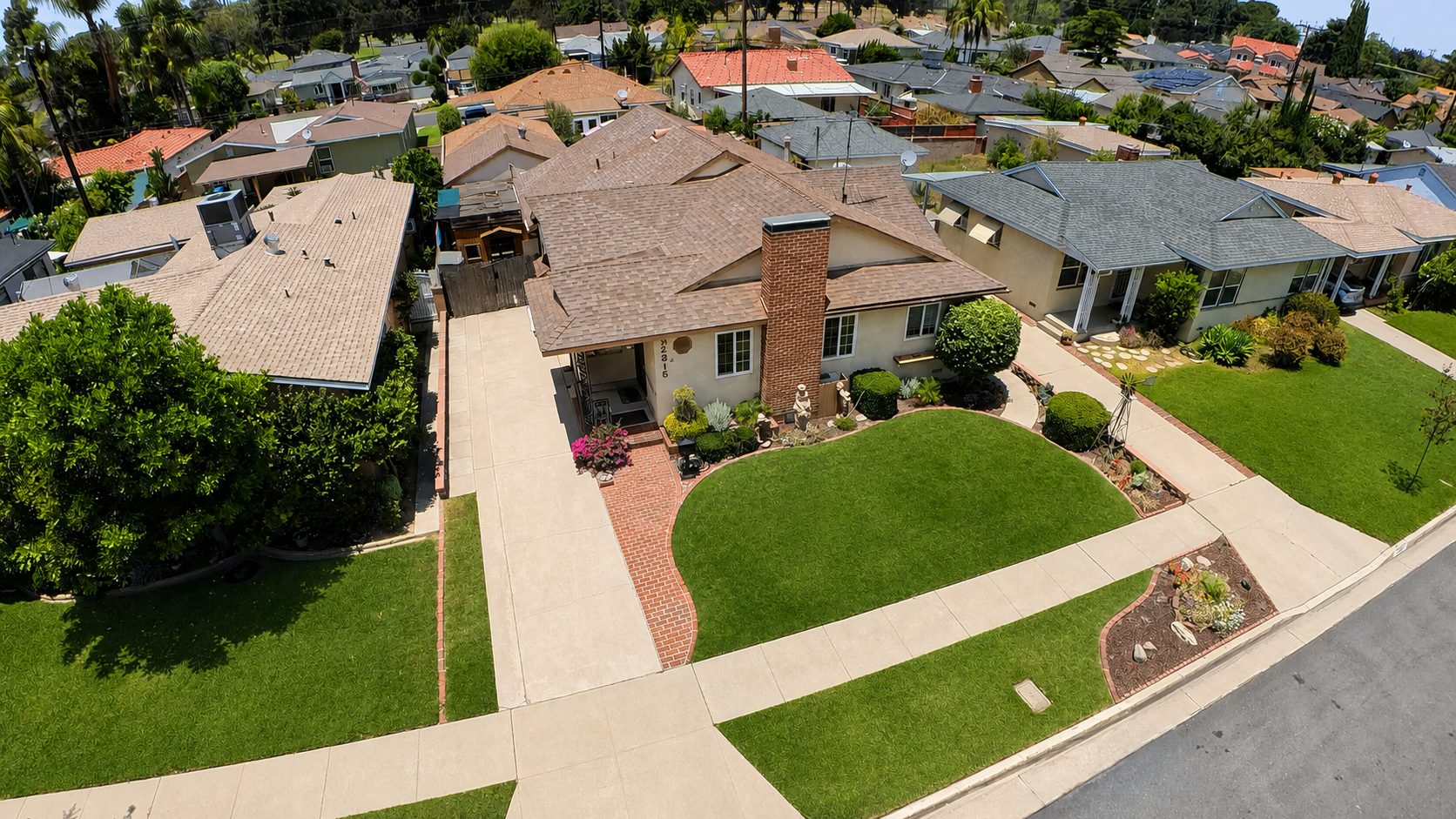 Aerial front elevation after professional editing