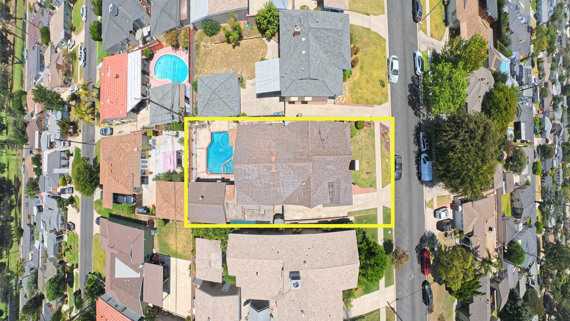 Aerial top-down with lot outline before editing