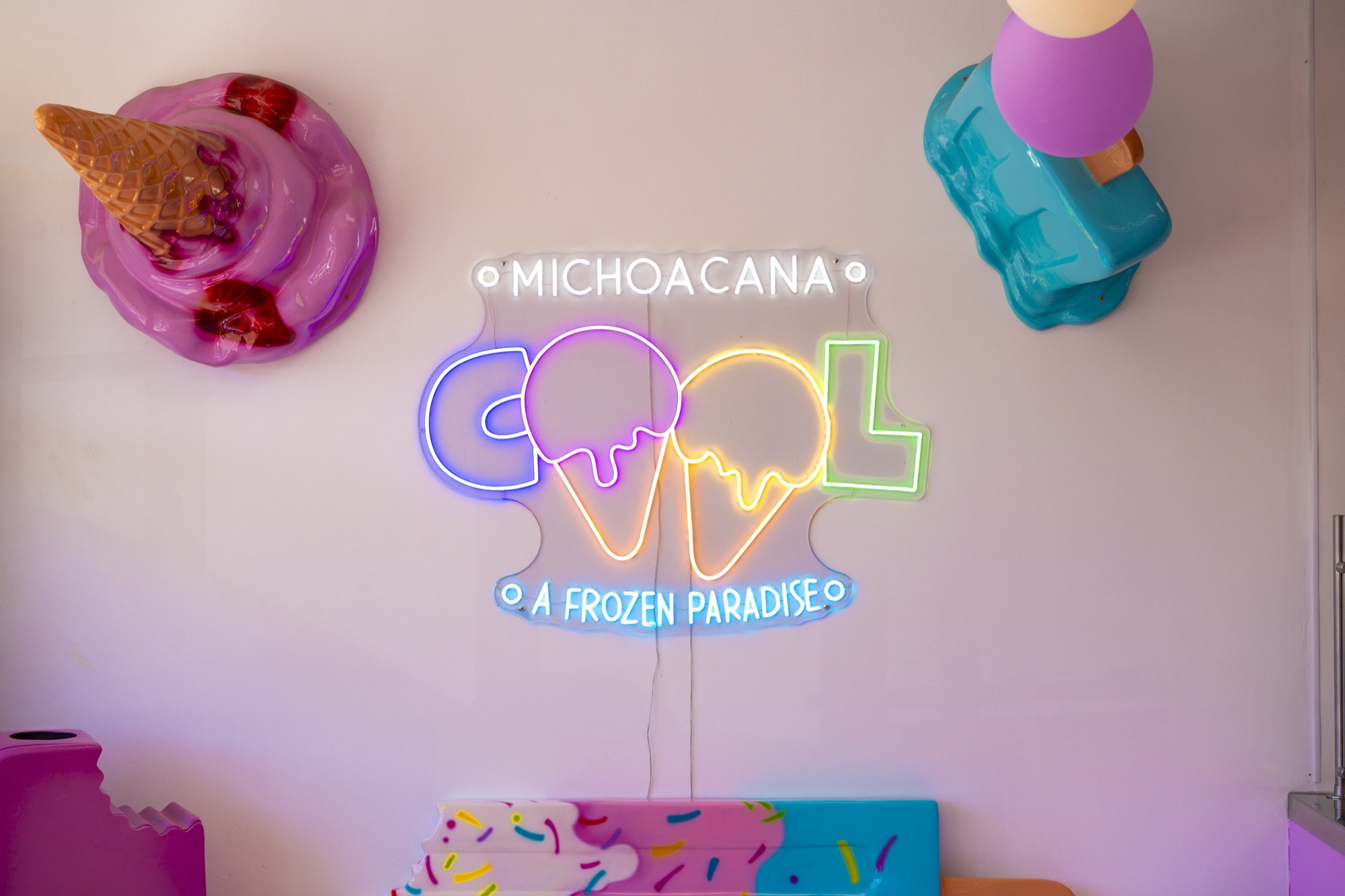 Michoacana Cool interior neon sign
