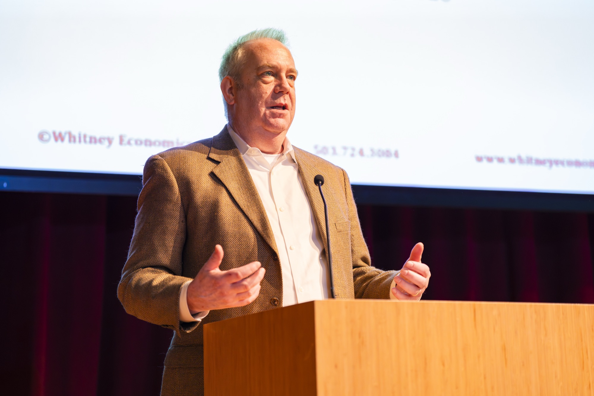 Keynote speaker at podium